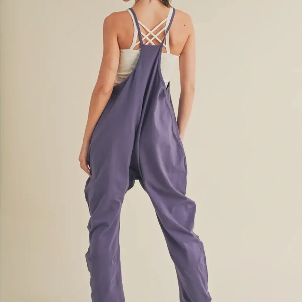 Womens Purple Soft & Comfy Jumpsuit Pockets Romper - Picture 2 of 3